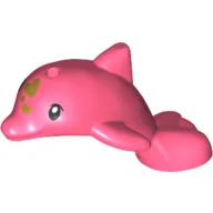 Animal, Dolphin, Baby with Black Eyes, Olive Green Hearts print