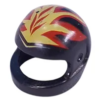 Helmet, Standard with Flames Yellow and Red Print