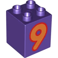 Duplo Brick 2 x 2 x 2 with Orange '9' Print