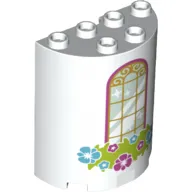 Cylinder Half 2 x 4 x 4 with Window and Flower Box Pattern