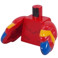 Torso with Feathers on Chest, Red Bird Wings with Yellow/Blue Feathers print