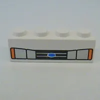 Brick 1 x 4 with Car Headlights and Blue Oval Print