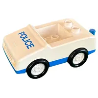 Duplo Car with 1 x 2 Studs with Blue Base and 'POLICE' Print