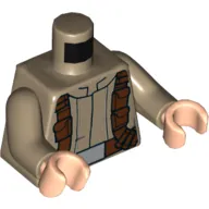 Torso Mandarin Collar and Reddish Brown Utility Belt with Pouches and Buckle Front and Cross-strap and Buckles Back Print (Resistance Soldier), Dark Tan Arms, Light Nougat Hands