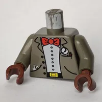 Torso Jacket, Shirt, Bow Tie, Pockets, Buckle Print, Dark Gray Arms, Brown Hands