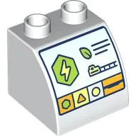 Duplo Brick 2 x 2 x 1 1/2 with Control Screen, Lightning Bolt, Leave, train, Shapes print
