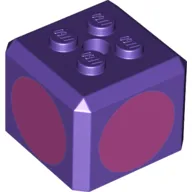 Brick Special Cube with 2 x 2 Studs on Top, and Dark Pink Circles Print