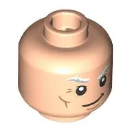 Minifig Head Magneto, White Eyebrows, Wrinkles, Determined Smirk / Angry Teeth Print