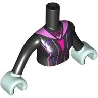 Minidoll Torso Woman with Dress, Dark Purple, Dark Pink, Bright Pink Stripes, Bright Pink Collar print Black Arms and Light Aqua Hands [Plain]