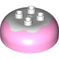 Duplo Brick Round 4 x 4 Dome Top with 2 x 2 Studs - Marbled White 'Frosting'