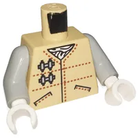 Torso Hoth Rebel Uniform, Brown Dotted Lines and Pockets Print, Light Gray Arms, White Hands