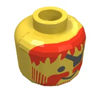 Minifig Head Captain, Beard Vertical Lines with Messy Hair, Moustache Red, Eyepatch Print