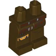 Hips and Dark Brown Legs with Reddish Brown Belt, Strap, Silver/Gold Kneepad print