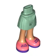 Minidoll Hips and Short Skirt Coral Shoes, Dark Purple Laces and Soles, Nougat Legs print [Thin Hinge]