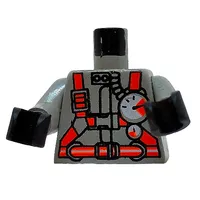 Torso Fire Shirt with Gauge and Red Belt Print, Light Gray Arms, Black Hands