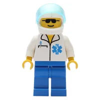 Doctor, White Shirt with Star of Life Logo, White Helmet with Visor, Sunglasses