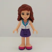 Olivia - White Blouse, Dark Purple Skirt