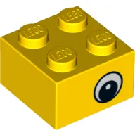 Brick 2 x 2 with Eye with White Print on Two Sides, White Circle in Pupil, Offset