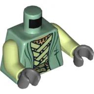 Torso Robe with Light Green Straps and Gold Belt Print, Yellowish Green Arms, Dark Bluish Gray Hands