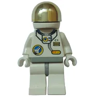 Astronaut, White, Light Gray Hips, Helmet with Large Chrome Gold Visor, Headset