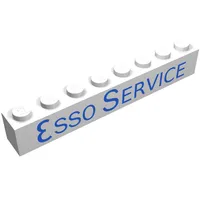 Brick 1 x 8 with 'ESSO SERVICE' Long Blue Print