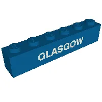 Brick 1 x 6 with White 'GLASGOW' print