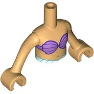 Minidoll Torso Girl with Warm Tan Arms and Hands with Medium Lavender See Shells, Light Aqua Tail print