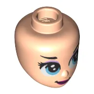 Minidoll Head with Medium Blue Eyes, Lavender Eye Shadow, Purple Lips