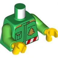 Torso, Shirt, Gold Christmas Tree, Pocket, Red/White Belt print, Bright Green Arms, Yellow Hands