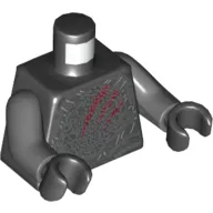 Torso Armor with Silver Exoskeleton and Dark Red Claw Scratch Marks Print, Dark Bluish Gray Arms, Black Hands