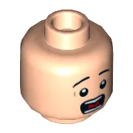 Minifig Head ACU Trooper, Eyebrows, Wide Eyes, Open Mouth, Teeth and Tongue, Surprised Print [Hollow Stud]