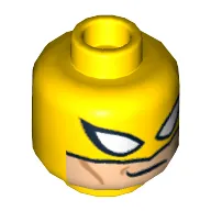 Minifig Head Iron Fist, White Pointed Eyes, Light Nougat Face, Smirk Print [Blocked Open Stud]