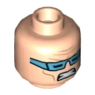 Minifig Head Captain Cold, Dual Sided, Medium Blue Goggles, Smile with Teeth / Clenched Teeth Print [Hollow Stud]