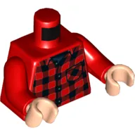 Torso Shirt, Plaid, Dark Blue Undershirt Print, Red Arms, Light Nougat Hands