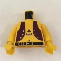 Torso Vest, Purple, Anchor Tattoo Print, Yellow Arms and Hands