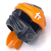 Wrap with Long Back Knot, Orange Band Pattern with White Asian Symbol print