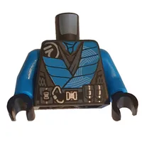 Torso Robe, Dark Azure Trim, Dark Grey Utility Belt Print (Nya), Dark Azure Arms, Black Hands