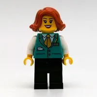 Train Station Employee, Woman, Dark Turquoise Vest, Black Legs