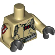 Torso Jumpsuit with 'P.V.' ID Badge / 'PETER' Back Print, Tan Arms with Ghostbusters Logo, Black Hands