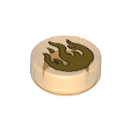 Tile Round 1 x 1 with Flame Print