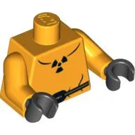 Torso Safety Suit with Belt and Radioactivity Warning Print, Bright Light Orange Arms, Black Hands