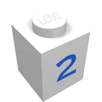 Brick 1 x 1 with Blue '2' Print