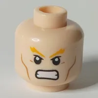 Minifig Head Aquaman, Thick Orange Eyebrows, Cheek Lines, Frown / Angry Print