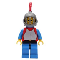 Knight (Breastplate on Red) - Blue Legs, Red Plume, Plastic Cape
