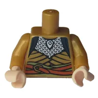 Torso Robe with Silver Scale Mail and Orange Belt Print, Pearl Gold Arms, Light Nougat Hands