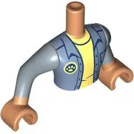 Minidoll Torso Man with Sand Blue Jacket, Bright Light Yellow Shirt, Paw print, Nougat Arms and Hands