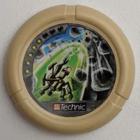 Large Figure Throwing Disk, Granite / Rock, 5 Pips, Shielding Against Falling Rocks Print