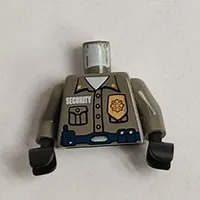 Torso Shirt with 'Security', Gold Badge, Blue Belt with Radio Print, Dark Gray Arms, Black Hands
