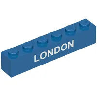 Brick 1 x 6 with White 'LONDON' Print