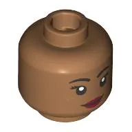 Minifig Head Black Eyebrows, Dark Red Lips, Smirk/Open Mouth Smile